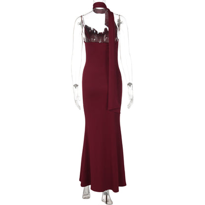 Irregular cowl neck backless spaghetti strap maxi dress  | Festival Outfits Women