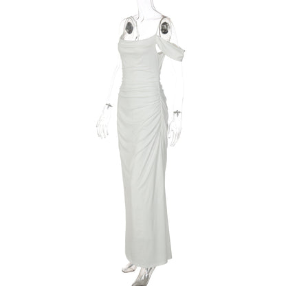Ruched square neck irregular cami maxi dress  | Festival Outfits Women
