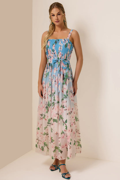 Floral Gradient Color Sleeveless Maxi Dress