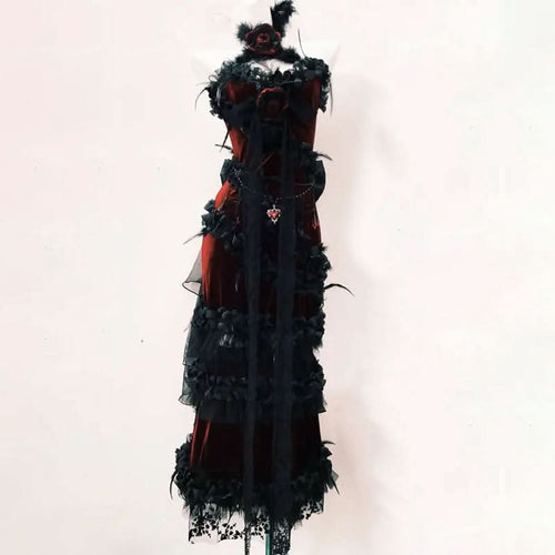 Halter feather flower applique bowknot ruffle maxi dress  | Festival Outfits Women