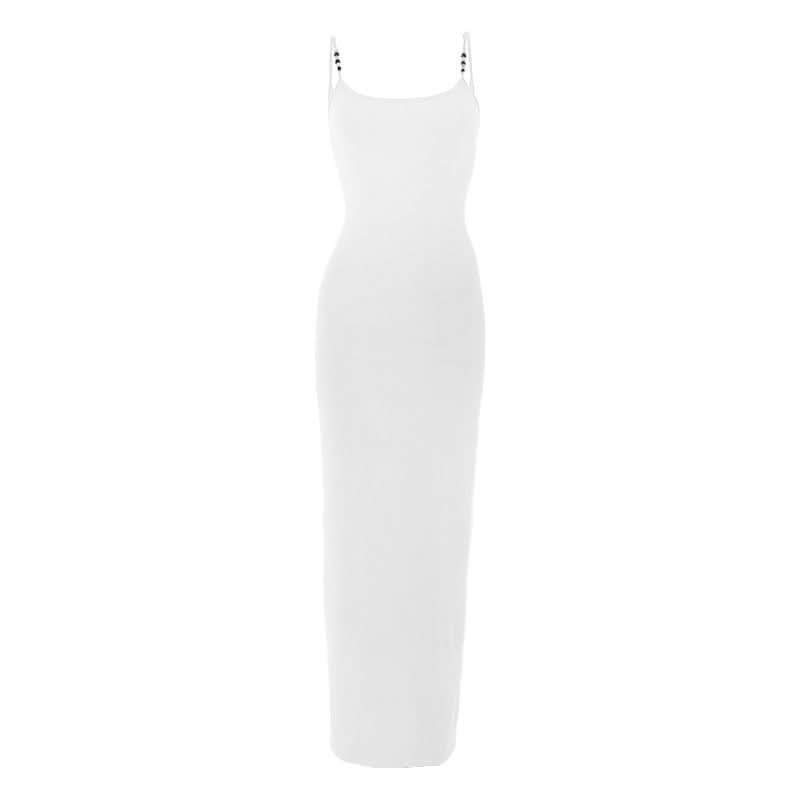 Beaded u neck slit backless cami maxi dress  | Festival Outfits Women