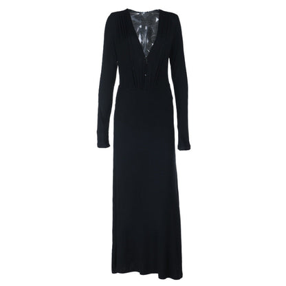 V neck long sleeve button ruched maxi dress  | Festival Outfits Women