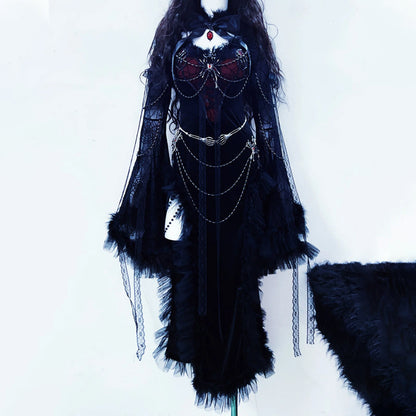 Beaded spider applique long sleeve maxi dress  | Festival Outfits Women