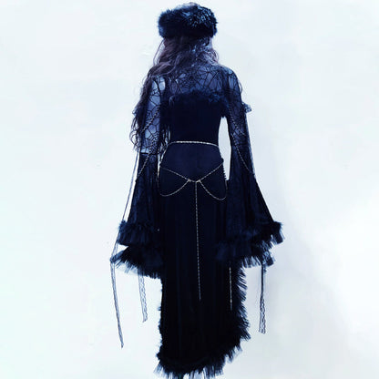 Beaded spider applique long sleeve maxi dress  | Festival Outfits Women