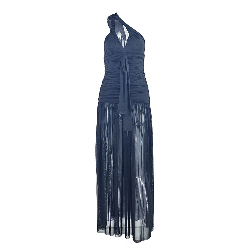 One shoulder ruched irregular slit maxi dress  | Festival Outfits Women