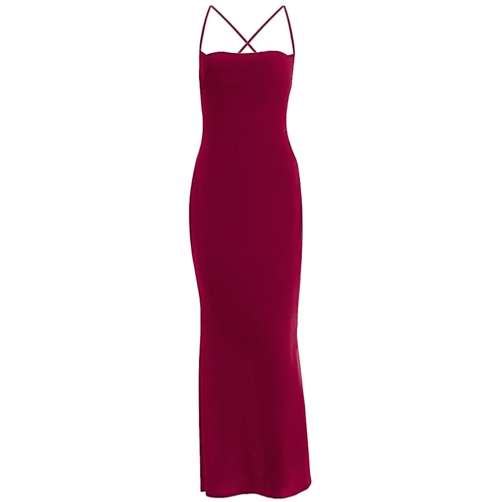 Cross back self tie square neck backless maxi dress  | Festival Outfits Women