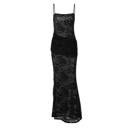 Square neck lace backless cami maxi dress  | Festival Outfits Women