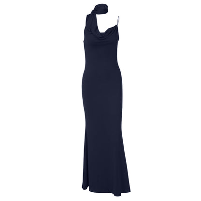 Irregular cowl neck backless spaghetti strap maxi dress  | Festival Outfits Women