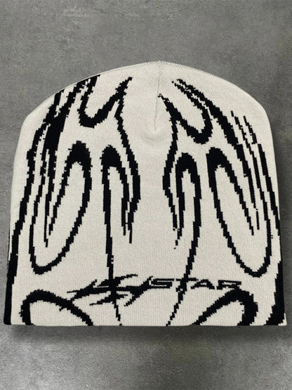Striped Jacquard Warm Hip-Hop Pullover Hat