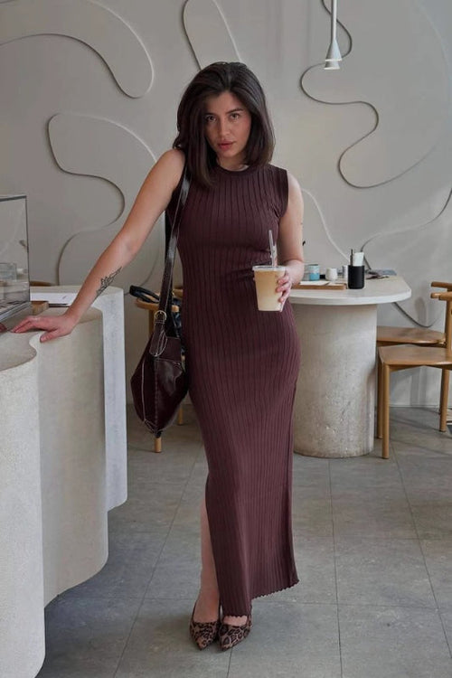Solid Tank Split Maxi Dress