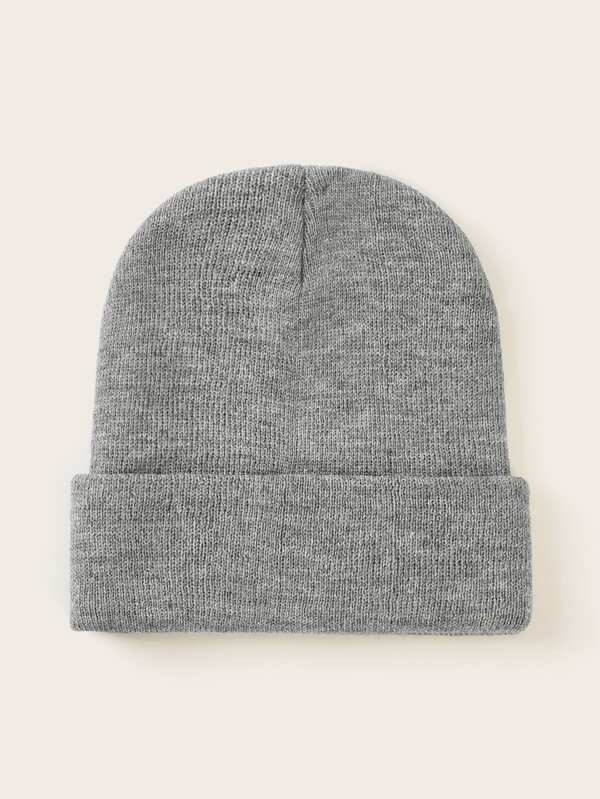 2pcs Solid Cuffed Knit Beanie for Women