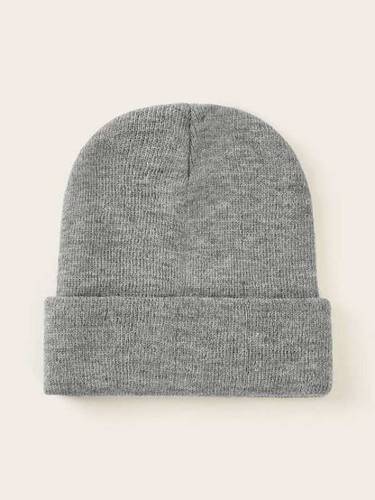 2pcs Solid Cuffed Knit Beanie for Women