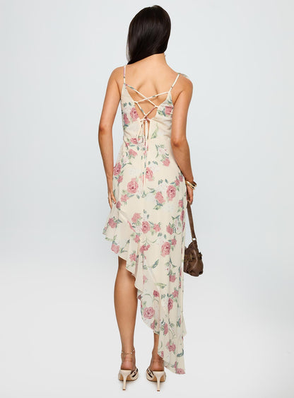 Chrysalis Asymmetrical Midi Dress Multi Floral