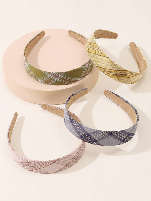 4pcs Plaid Pattern Hair Hoop for Women