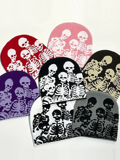 Unisex Skull Pattern Cold Weather Jacquard Hat