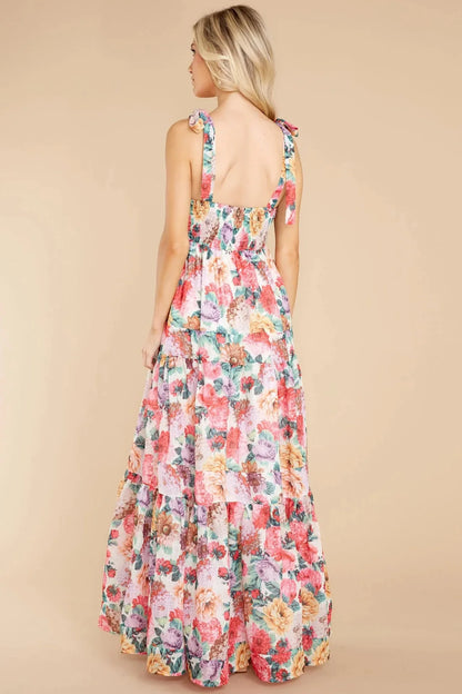 Delilah Floral Square Neck Wide Strap Maxi Dress
