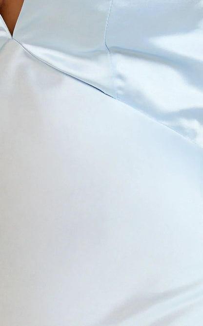 Quincy Maxi Dress - Satin Slip Dress in Sky Blue