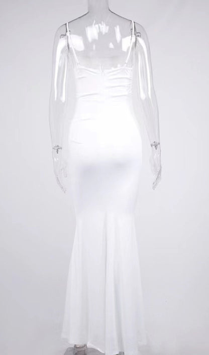 White Draped Corset Maxi Dress