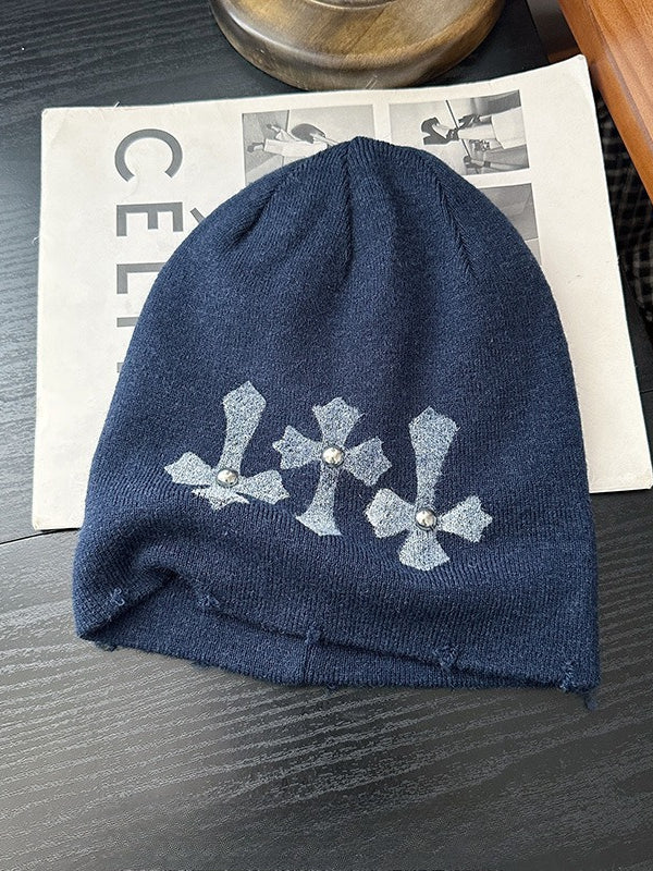 Versatile Punk Dark Solid Knit Hat