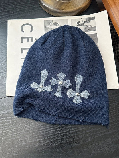 Versatile Punk Dark Solid Knit Hat