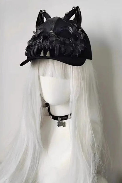 Gothic Wolf Ear Tusk Devil Horn Y2K Punk Hat