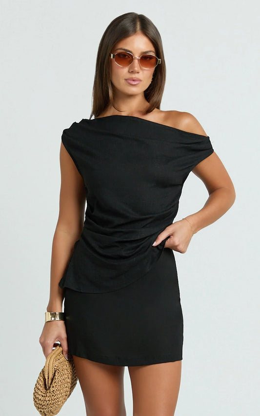 Robilyn Skort - Linen Look Skort in Black