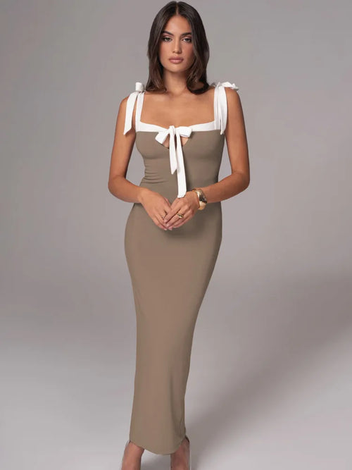 Elegant Sleeveless Elastic Slim Evening Dress Female Sexy Square Neck Backless Long Dress Autumn/Winter 2025 Vestido