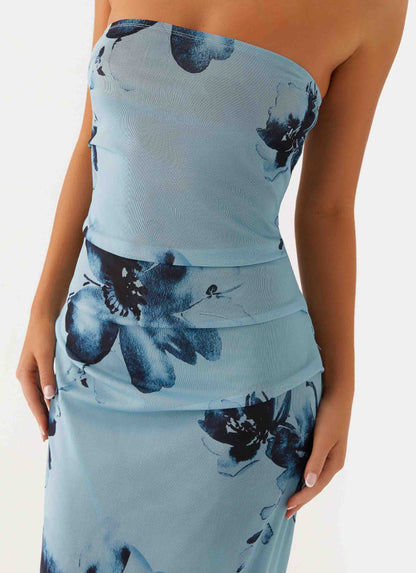 Massima Maxi Dress - Blue Black Floral