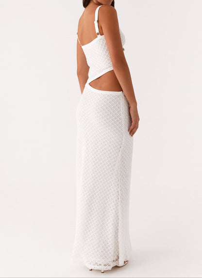 Orsa Maxi Dress - White Crochet