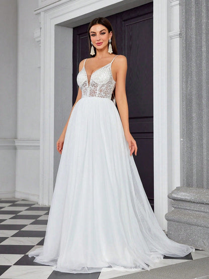 Suspender Tube Top Light Wedding Dress Simple Travel Photography Dress Prom Evening Dress