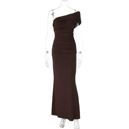 Hayat One-Shoulder Ruched Maxi Dress