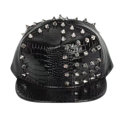 Punk Rivet Crocodile Print  Hat