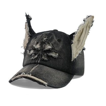 Doberman Ear Washed Denim Baseball  Hat