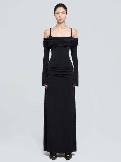 Elegant Long Sleeved Bodycon Party Evening Dress For Women Double Layered Tight Female Vestido Autumn New  Clothing
