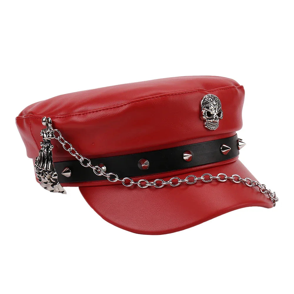 Leather Skull Claw Chain Hat