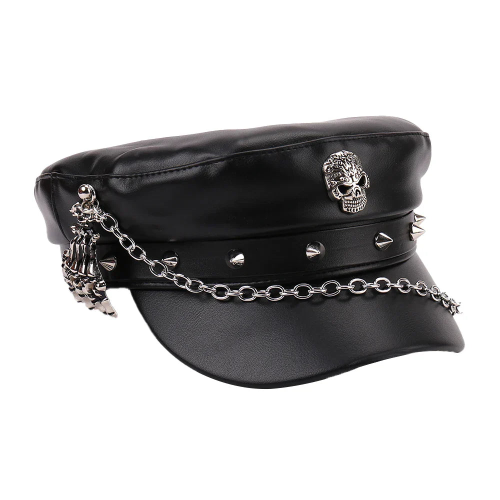 Leather Skull Claw Chain Hat
