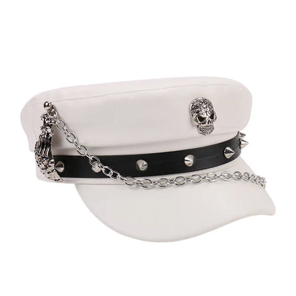 Leather Skull Claw Chain Hat