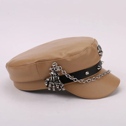 Leather Skull Claw Chain Hat
