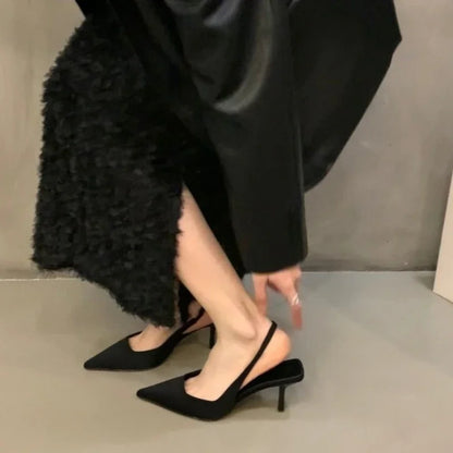 Summer Autumn Solid Color Banquet Pointed Toe Sexy Comfortable Casual Slip-on Shoes Low Heel Pumps