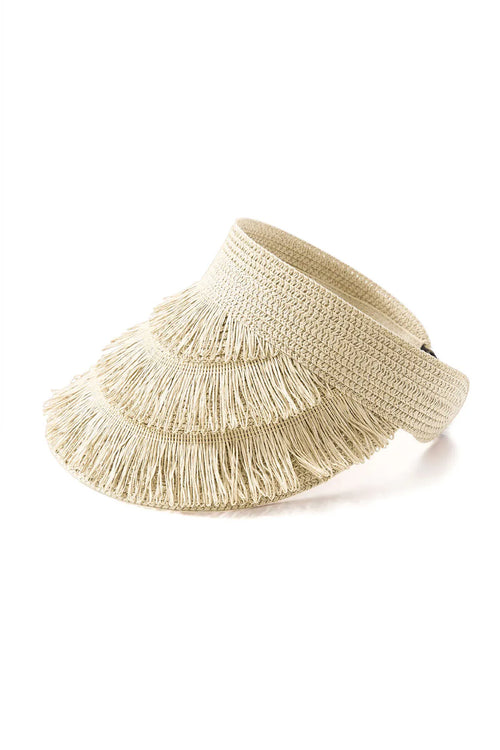 Zoe Fringe Brim Straw Visor Hat