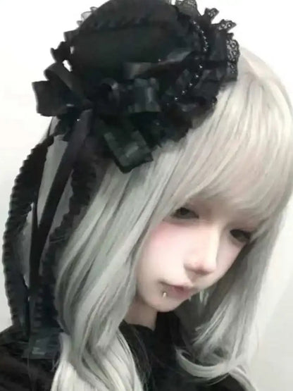 Dark Gothic Punk Retro Bow Decorative Lolita Comic-Con Mini Top Hat