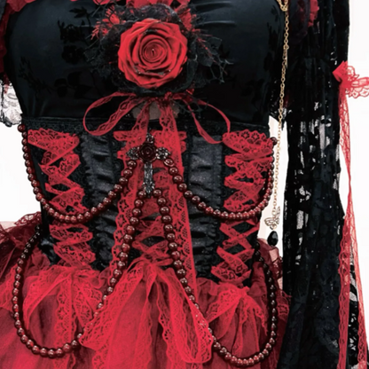 Lace long flared sleeve beaded flower applique maxi dress  | Festival Outfits Women