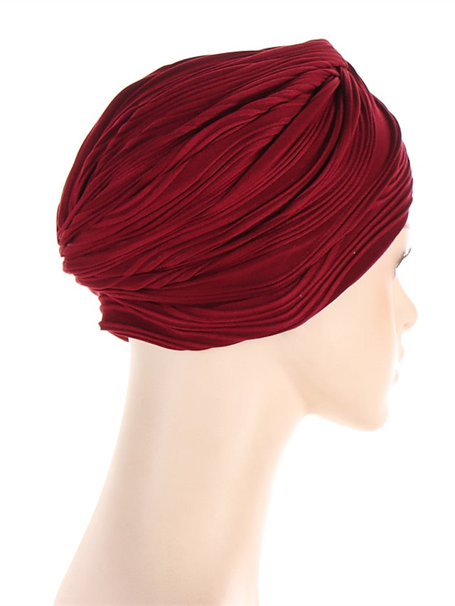 Indian Twist Knot Women Muslim Fold Hijab Turban Inner Caps Hair Care Hat Bonnet Headwear Wrap Head Scarf Femme Cover Beanies for Women