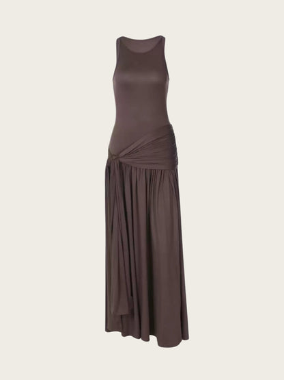 Aarna Pleated Splicing Maxi Dress