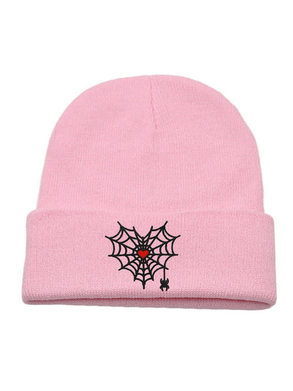 Gothic Spider Web Heart Knit Hat