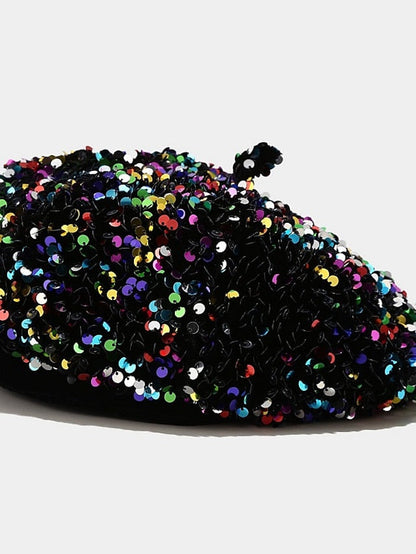 Popular Sequins Painter Hat Female Korean Version Trendy Beret Pub Party British Retro Octagonal Hat for Women