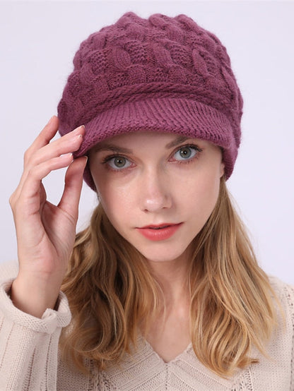 Hat Beret Hat Black Pink Wine Outdoor Street Dailywear Knit Pure Color Warm Breathable for Women