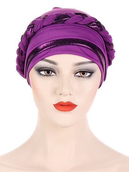 8 Colors Muslim Women Inner Caps Braided Bandanas Hijab Comfort Fashion Turban Hat Colorful Chemo Hats Head Wearing turbante for Women