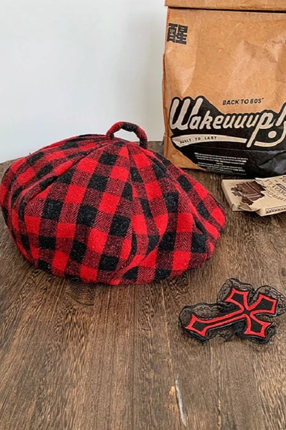 Retro Checked British Style Harajuku Hat