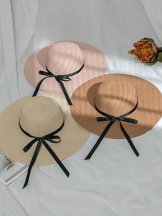 Multi Colors with Black Ribbon Beach Hat Floppy Beach Hats Personalized Beach Hat Friend Gift Summer Sun Hat for Women